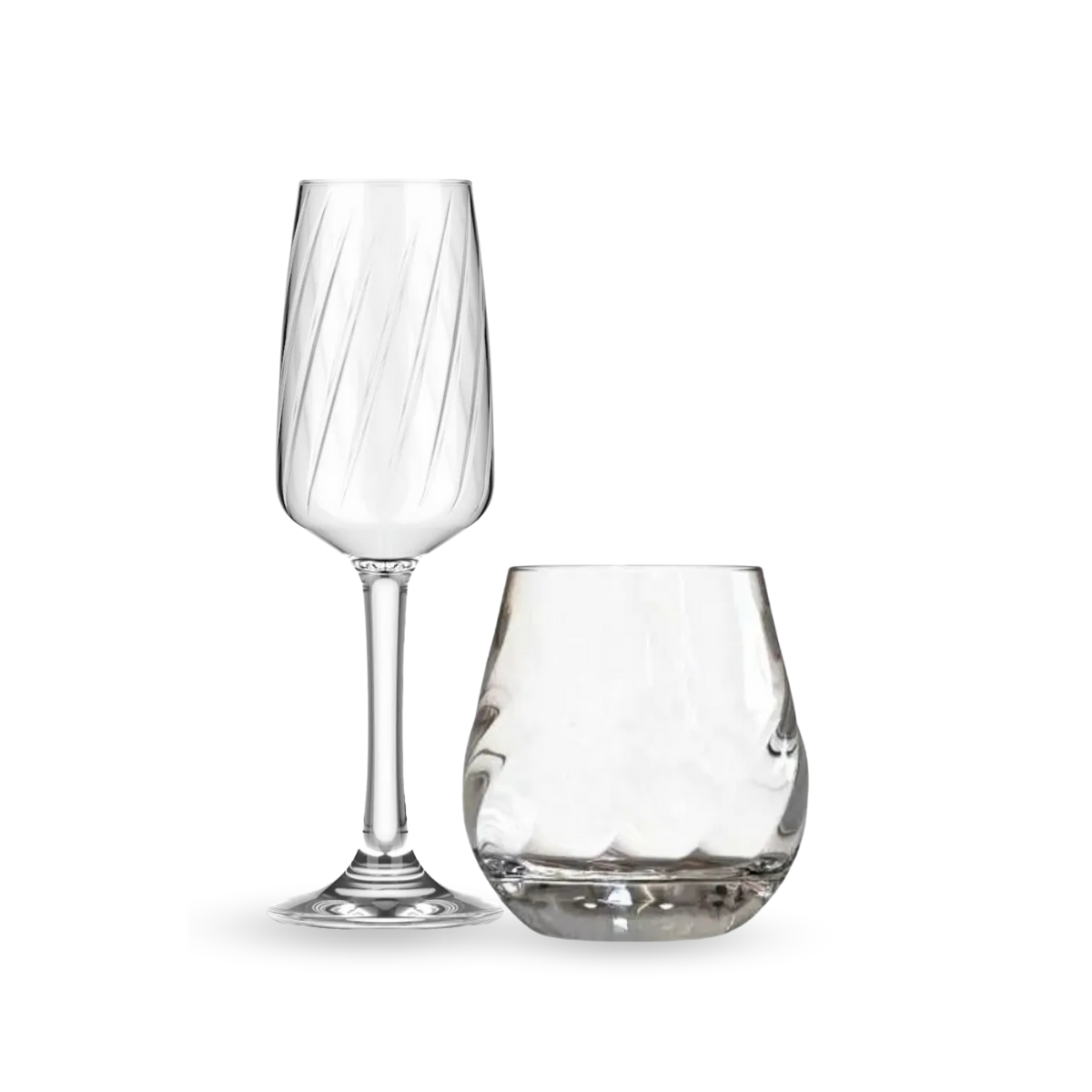 Lombardía - Set de 8 Copas Flauta y Vasos de Vidrio - Elegantes y Modernos