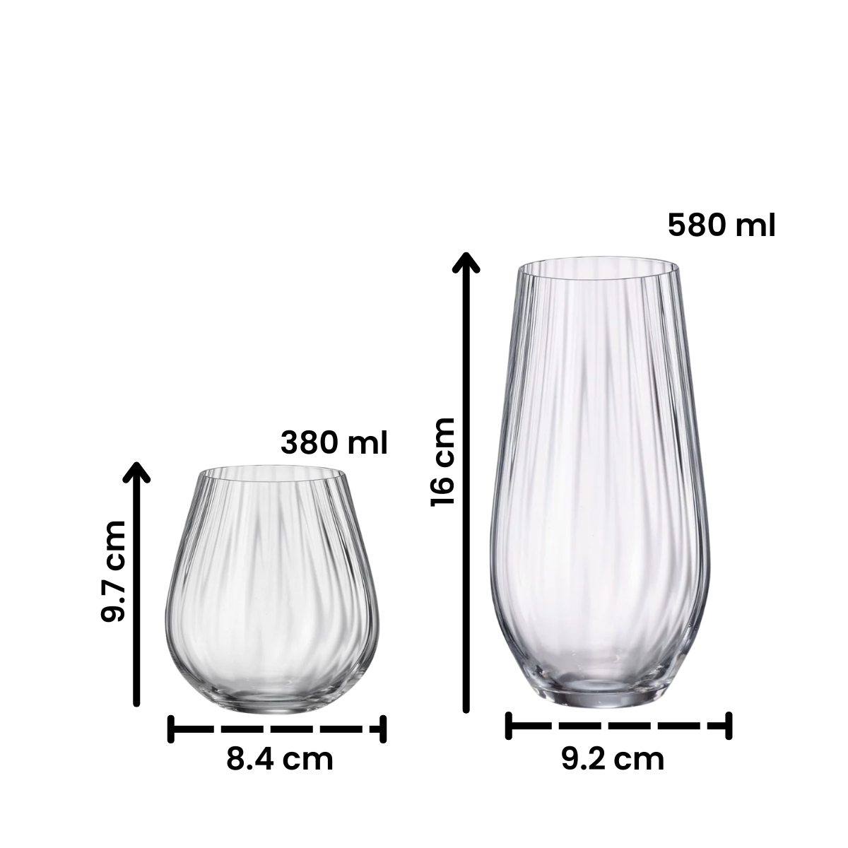Columba Optic - Juego de 6 Vasos de Vidrio
