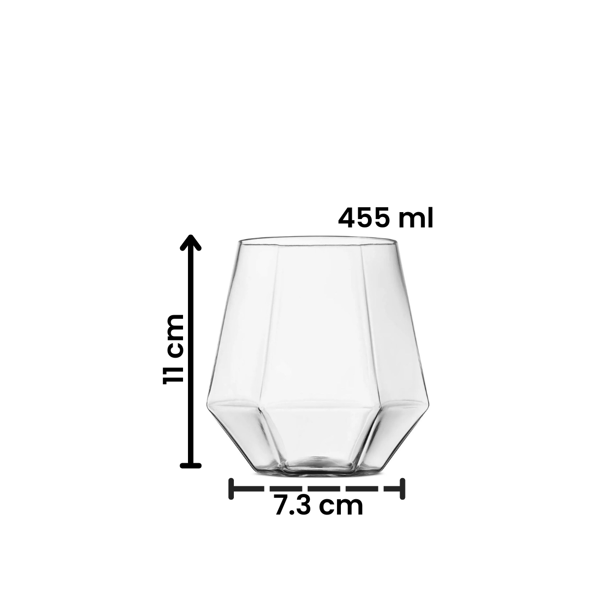 Diamond - Juego 4 Vasos De Vidrio Soplado Facetado 455 ml