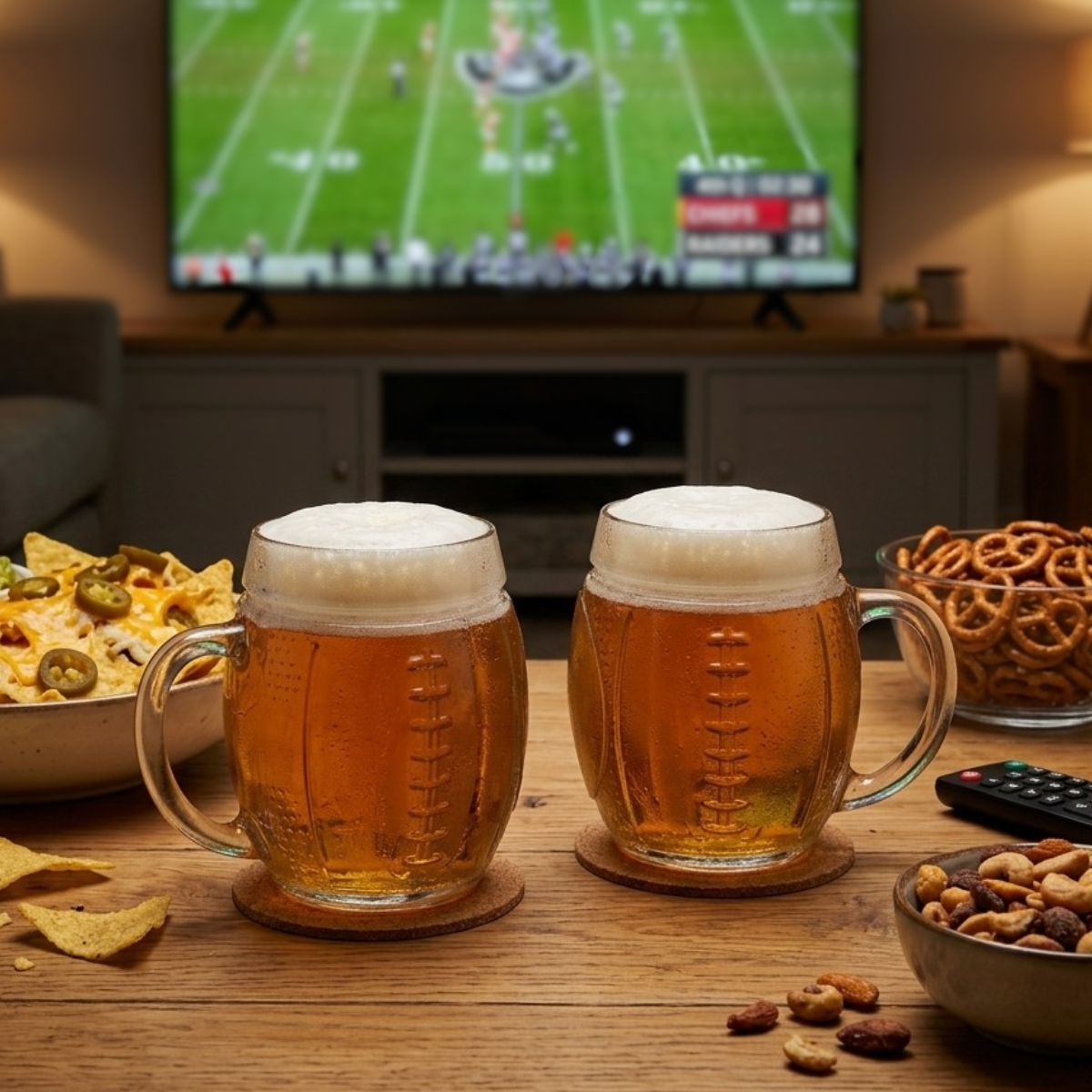 tarro de vidrio en forma de balón de pelota de americano para ver NFL o Super bowl