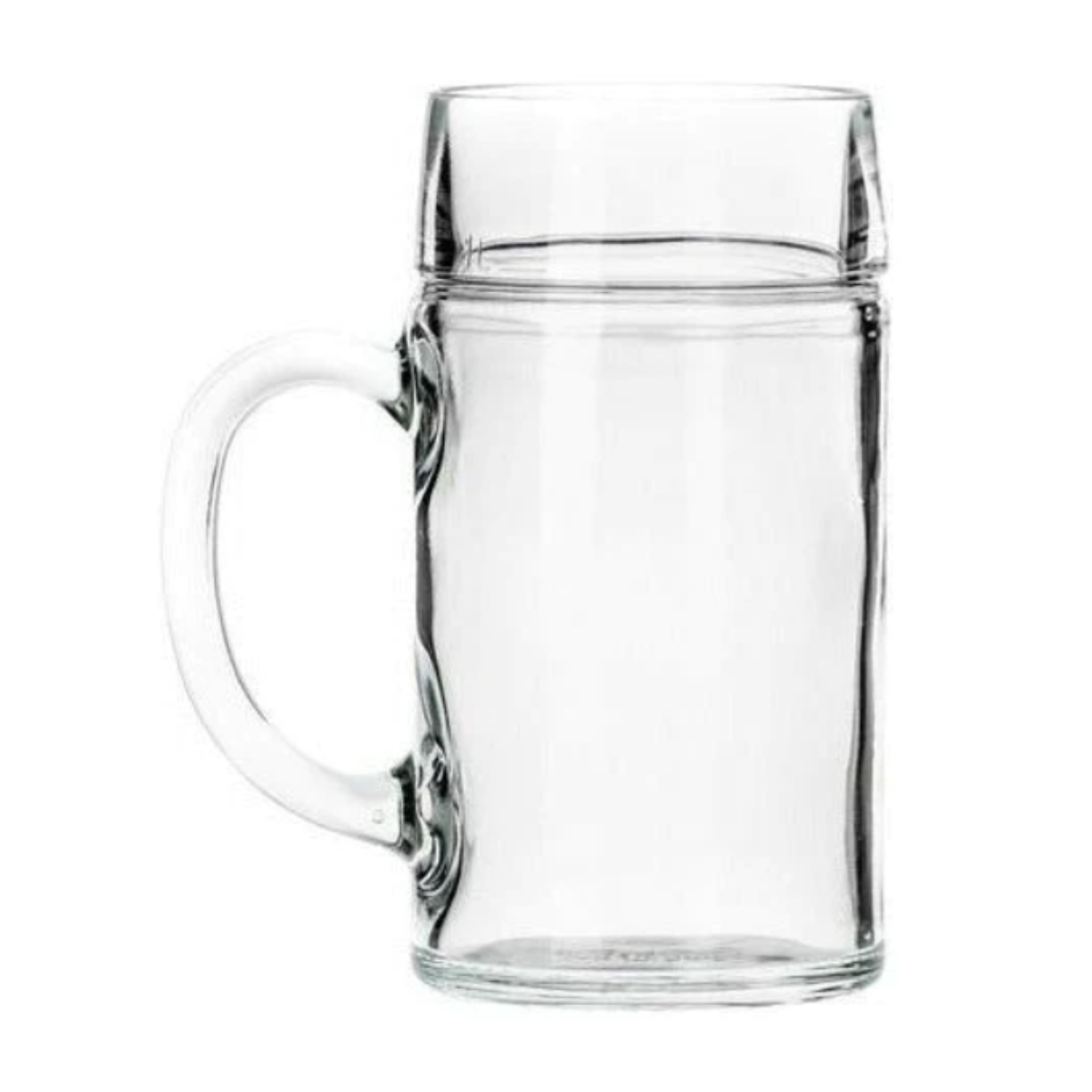 Tarro de cerveza con asa claro de vidrio para fiestas con amigos y familia