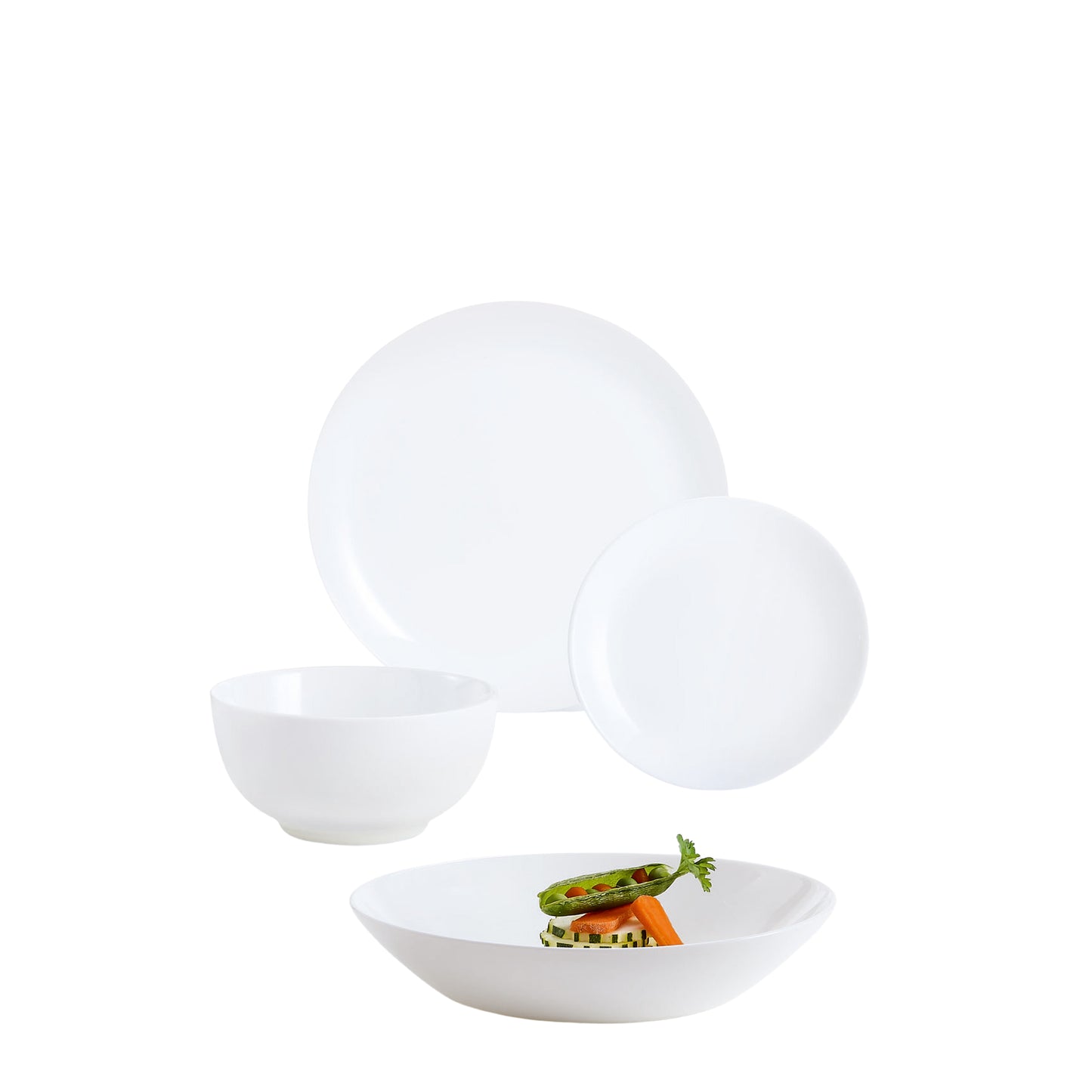 Luminarc Diwali - Vajilla De 16 Pzas  Servicio de Mesa Completo Platos De Opal Con Tazón tipo Bowl Utensilios de Cocina y Hogar