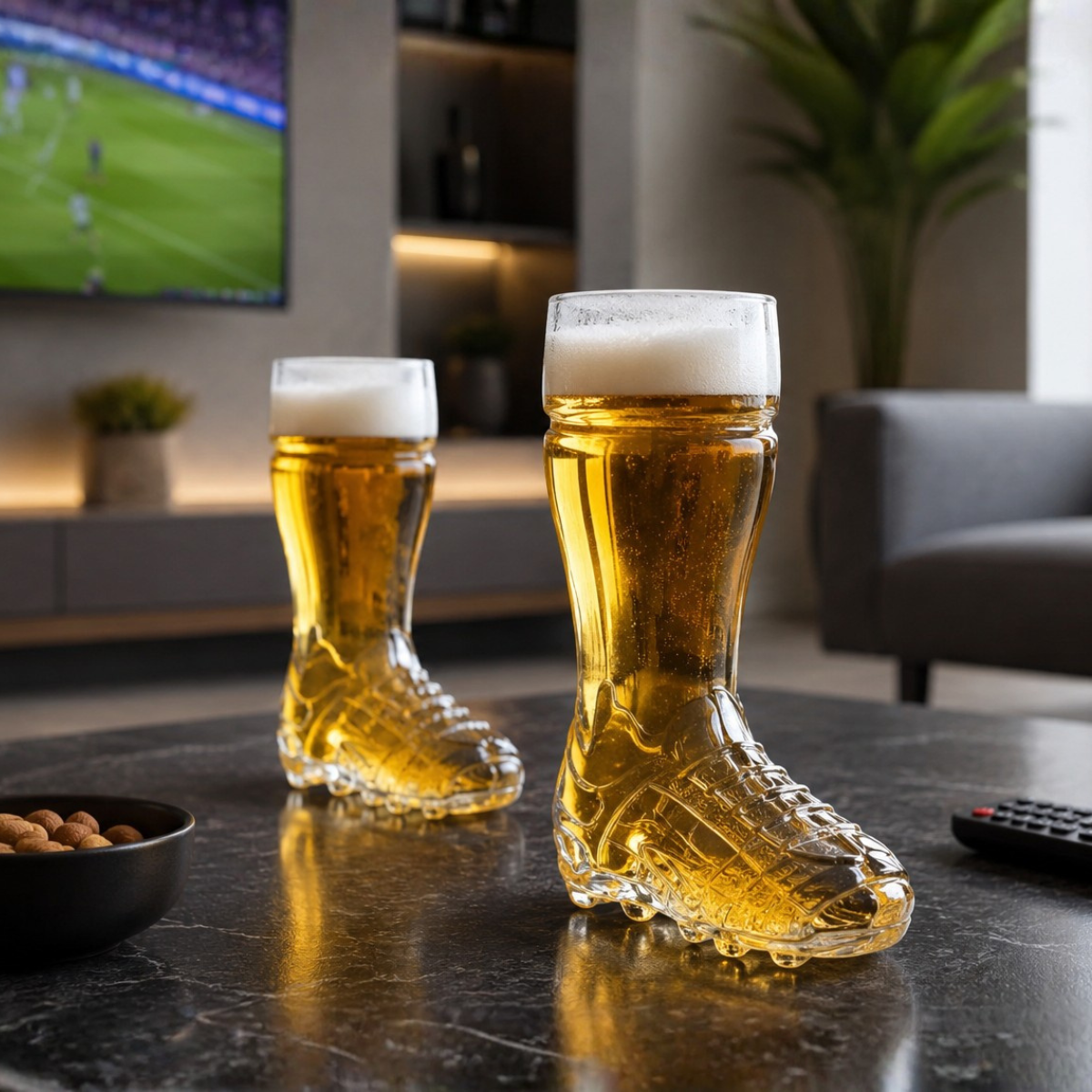 tarros en forma de bota de futball para ver partidos o tu equipo favorito en la tele de tu casa o de bar