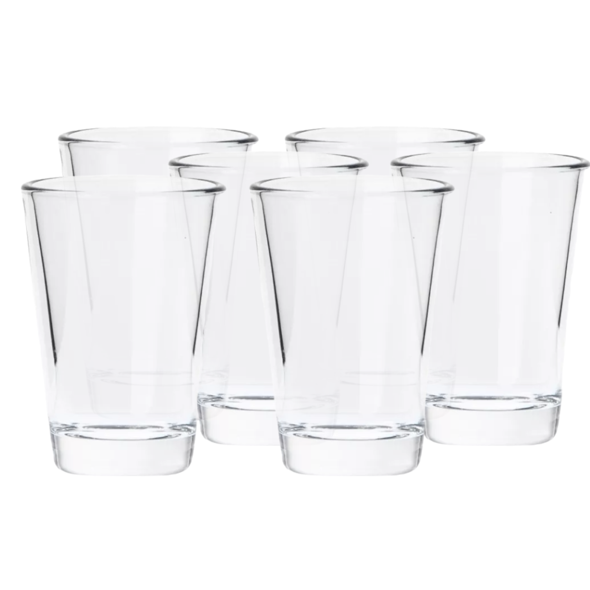 juego de 6 caballitos de vidrio en fondo blanco