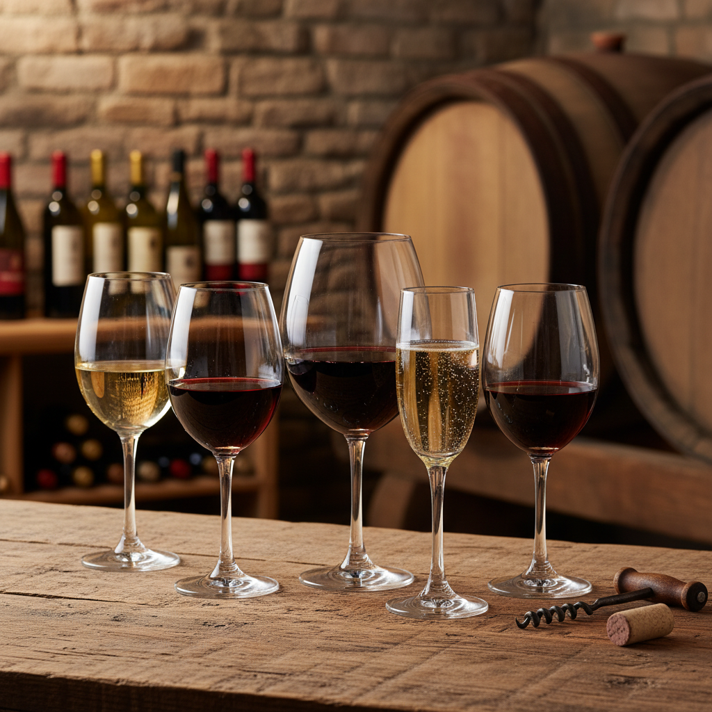 copas rioja de vidrio de difernetes capacidades para uso en catas de vino rosado o tinto