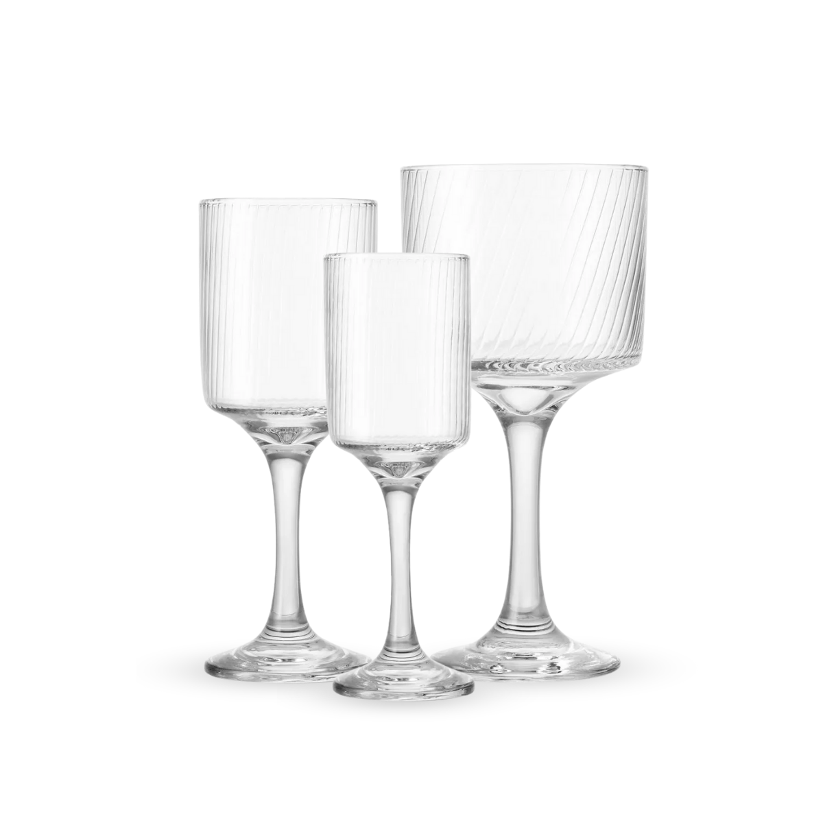 Some Lines - Juego de 6 Copas de Vidrio Texturizado - Para Vino, Gin y Cocteles.