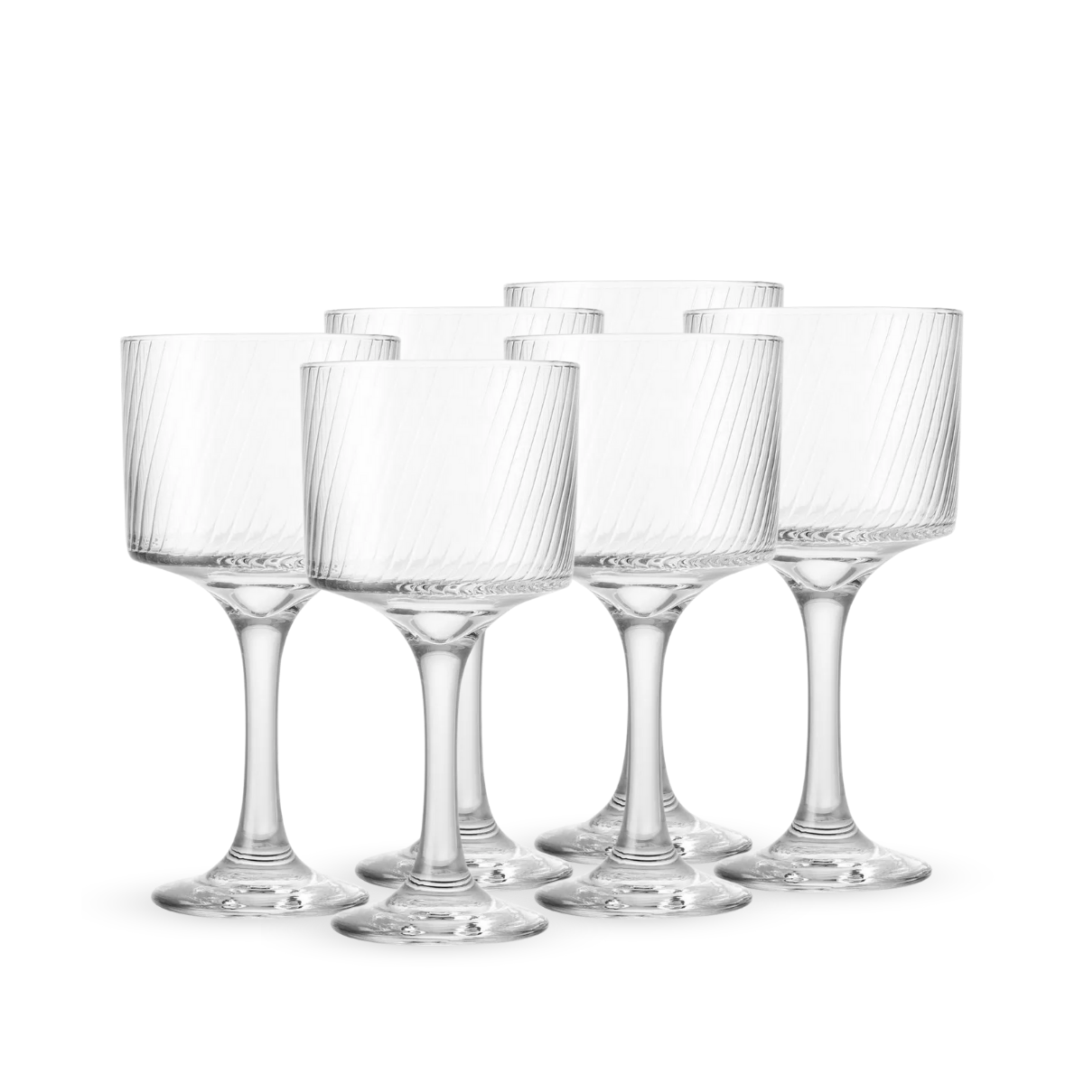 Some Lines - Juego de 6 Copas de Vidrio Texturizado - Para Vino, Gin y Cocteles.