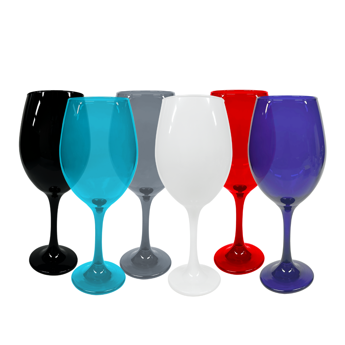 "Signoria Colors" Juego de 6 Copas Para Vino De Vidrio Pintado