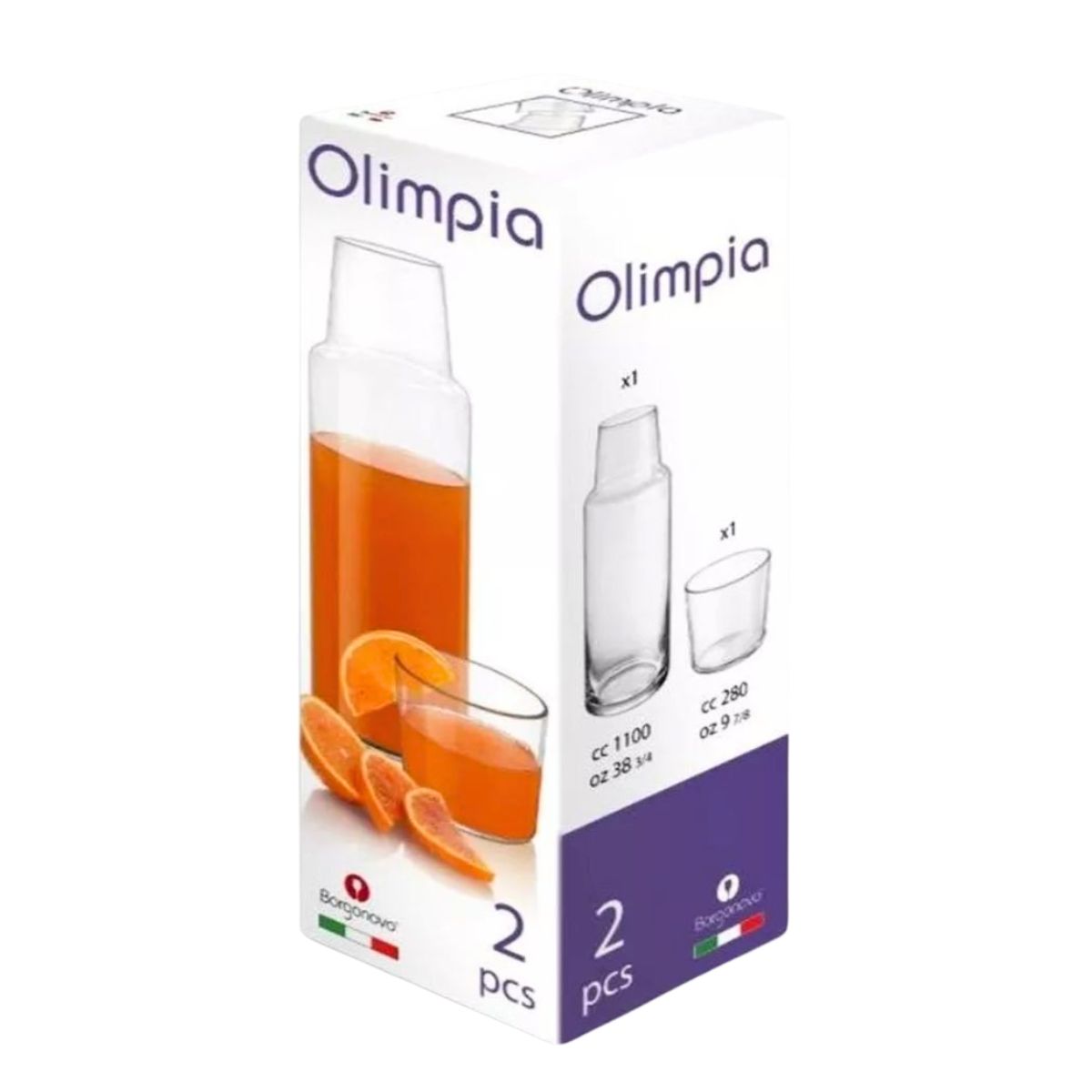 Olimpia - Botella de Vidrio con Vaso Tipo Polka