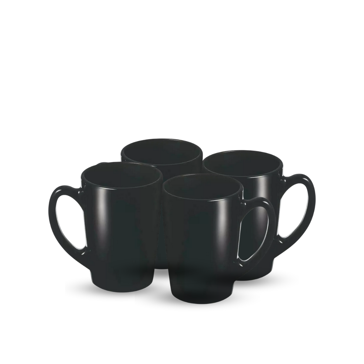 Juego de 4 tazas Morning negras de opal 320 ml, modernas, resistentes y aptas para lavavajillas.