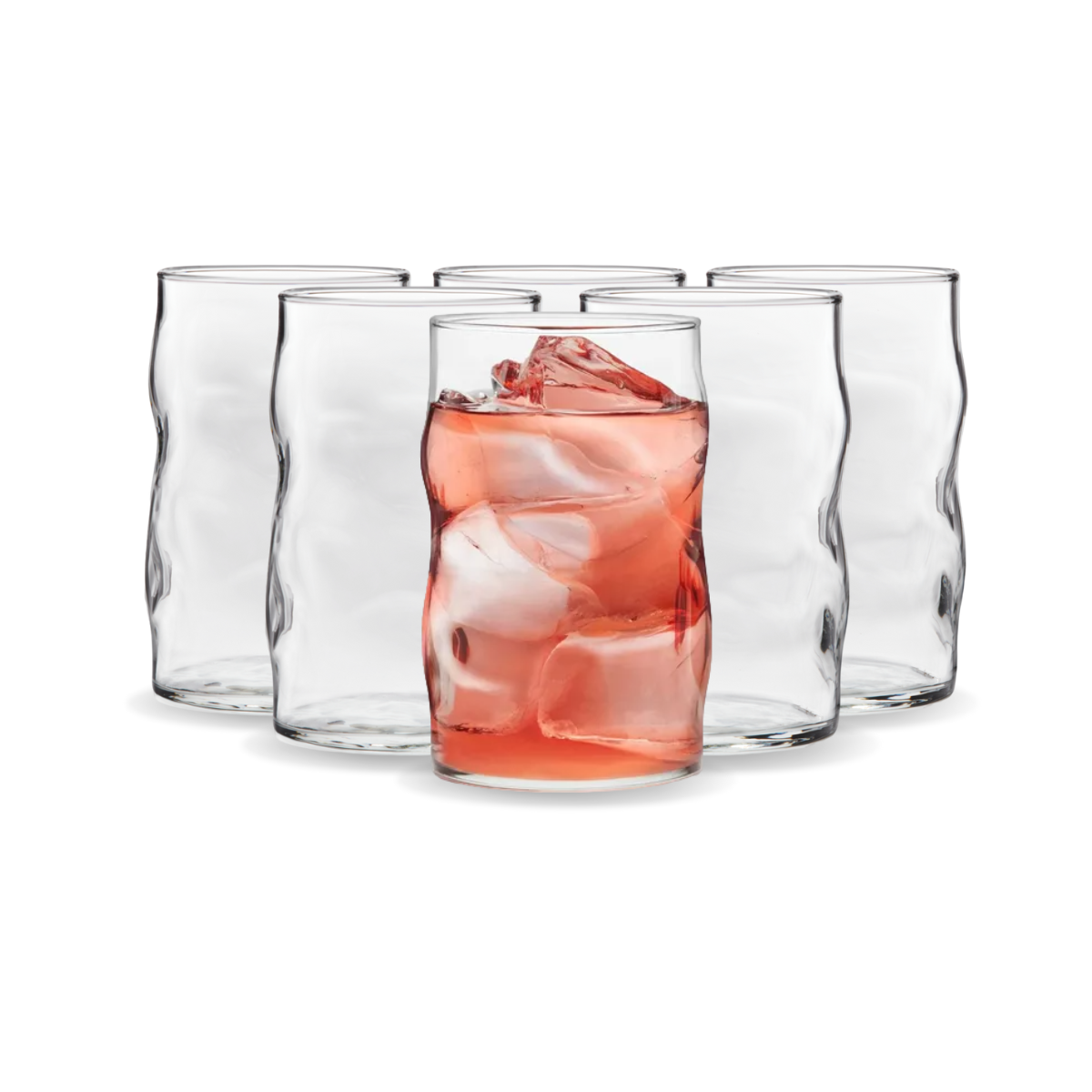 Juego de 6 vasos Lava de vidrio de 473 ml con diseño ondulado elegante