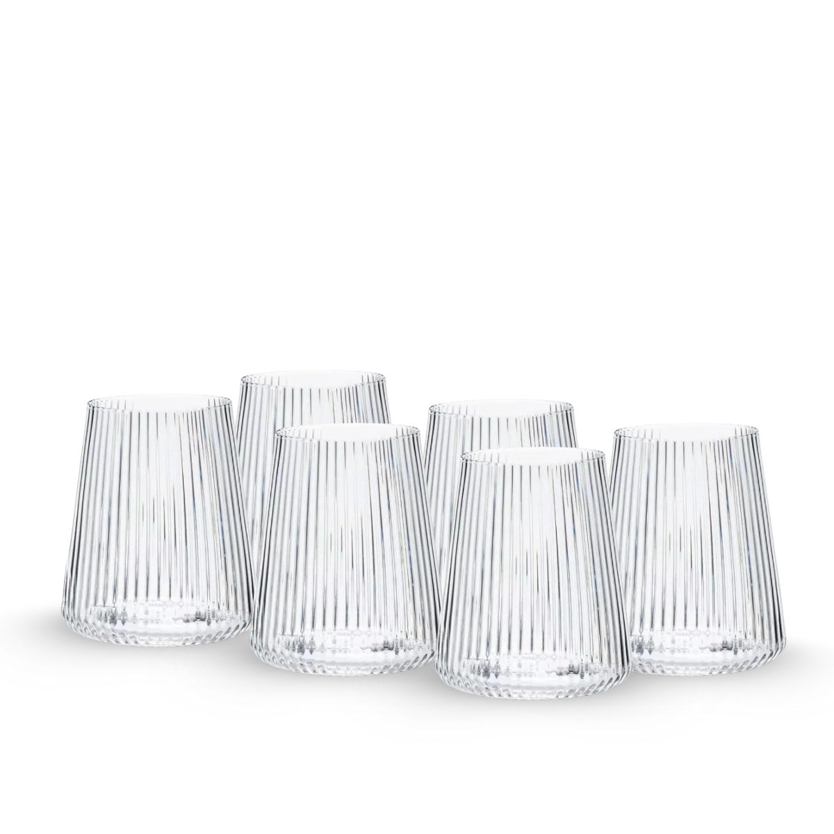 Juego de 6 vasos Lines de vidrio con patrón de líneas en relieve para mesa elegante
