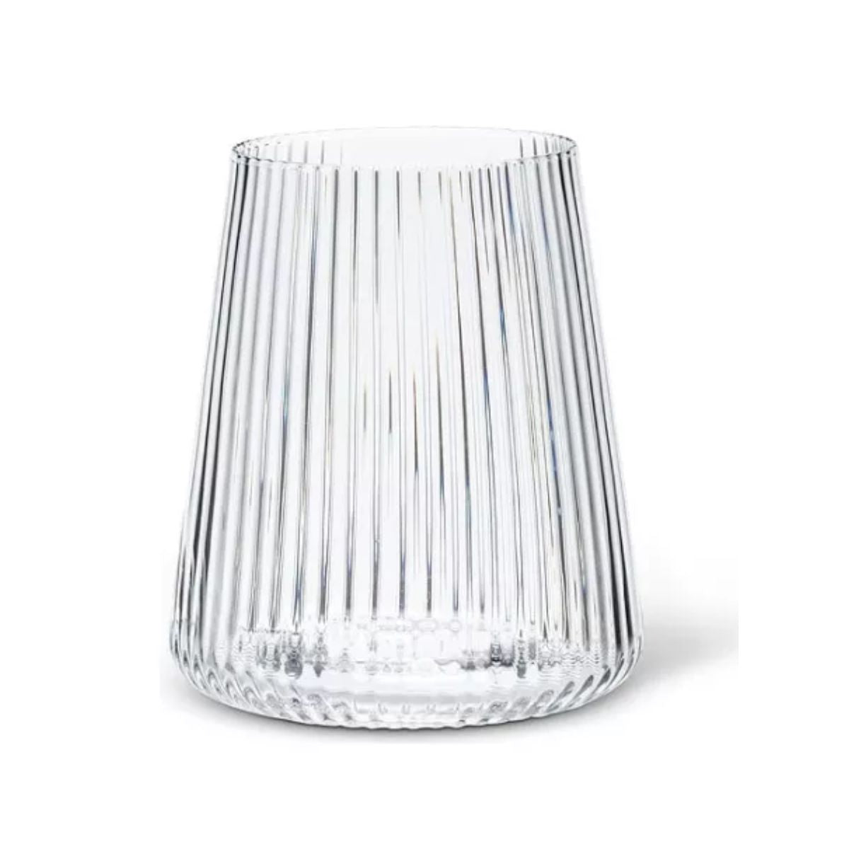 Vaso de vidrio Lines con diseño de líneas en relieve y acabado transparente