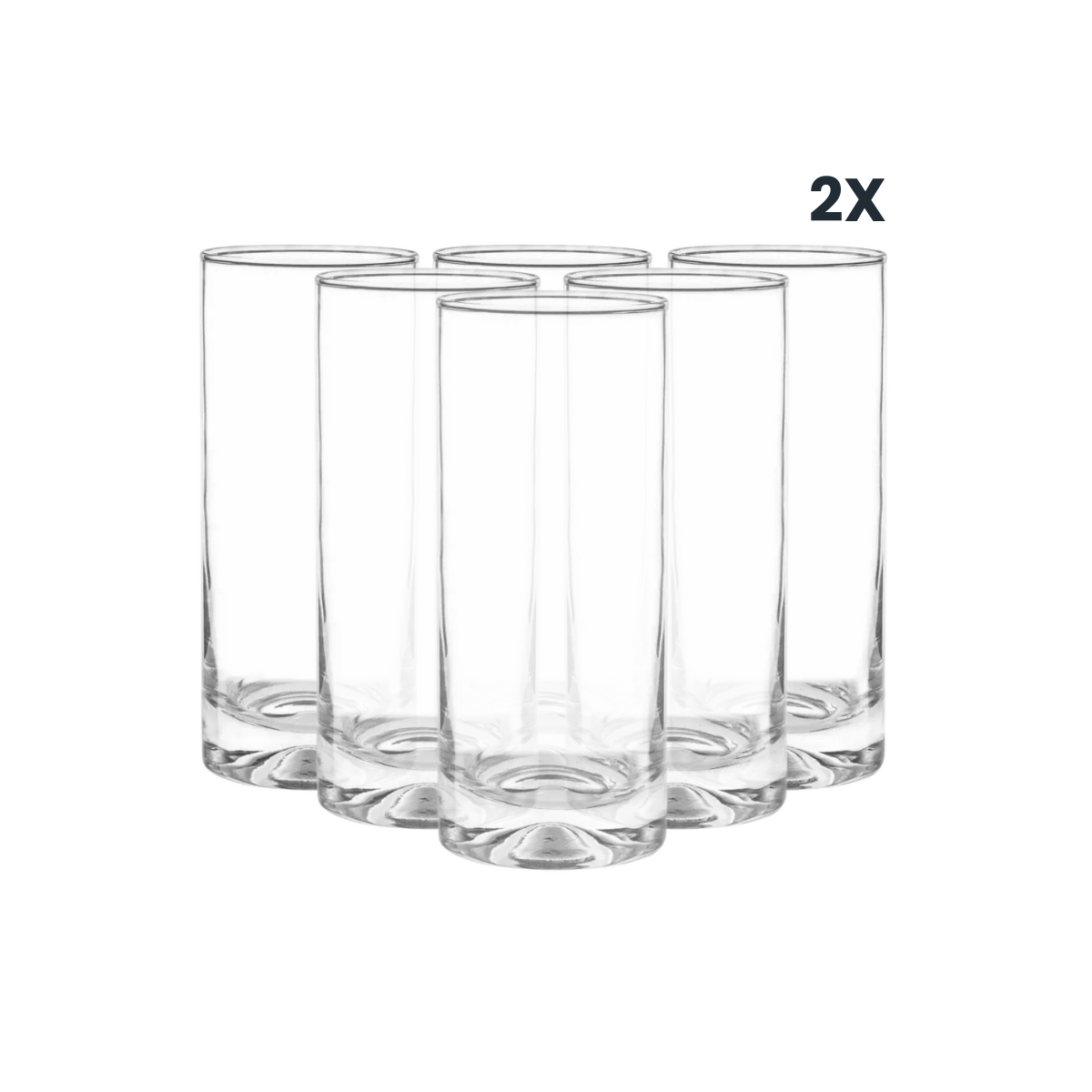 Set de 12 vasos altos Manhatan de vidrio, ideales para eventos y restaurantes