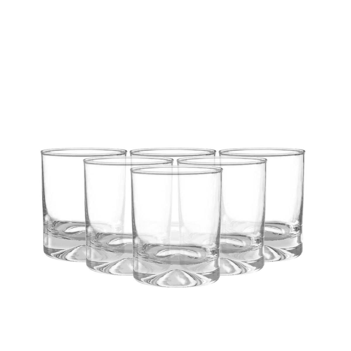 Set de 6 vasos bajos Manhatan de vidrio con base gruesa para cócteles y whiskey