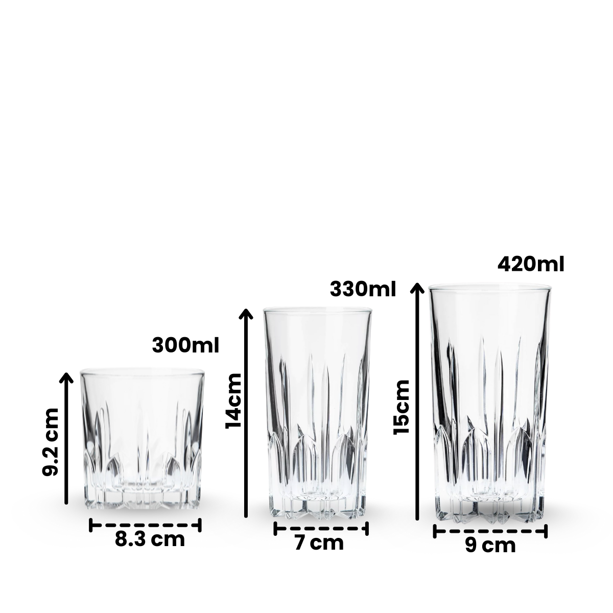 Excalibur – Juego de 6 Vasos de Vidrio Tallado Estilo Medieval