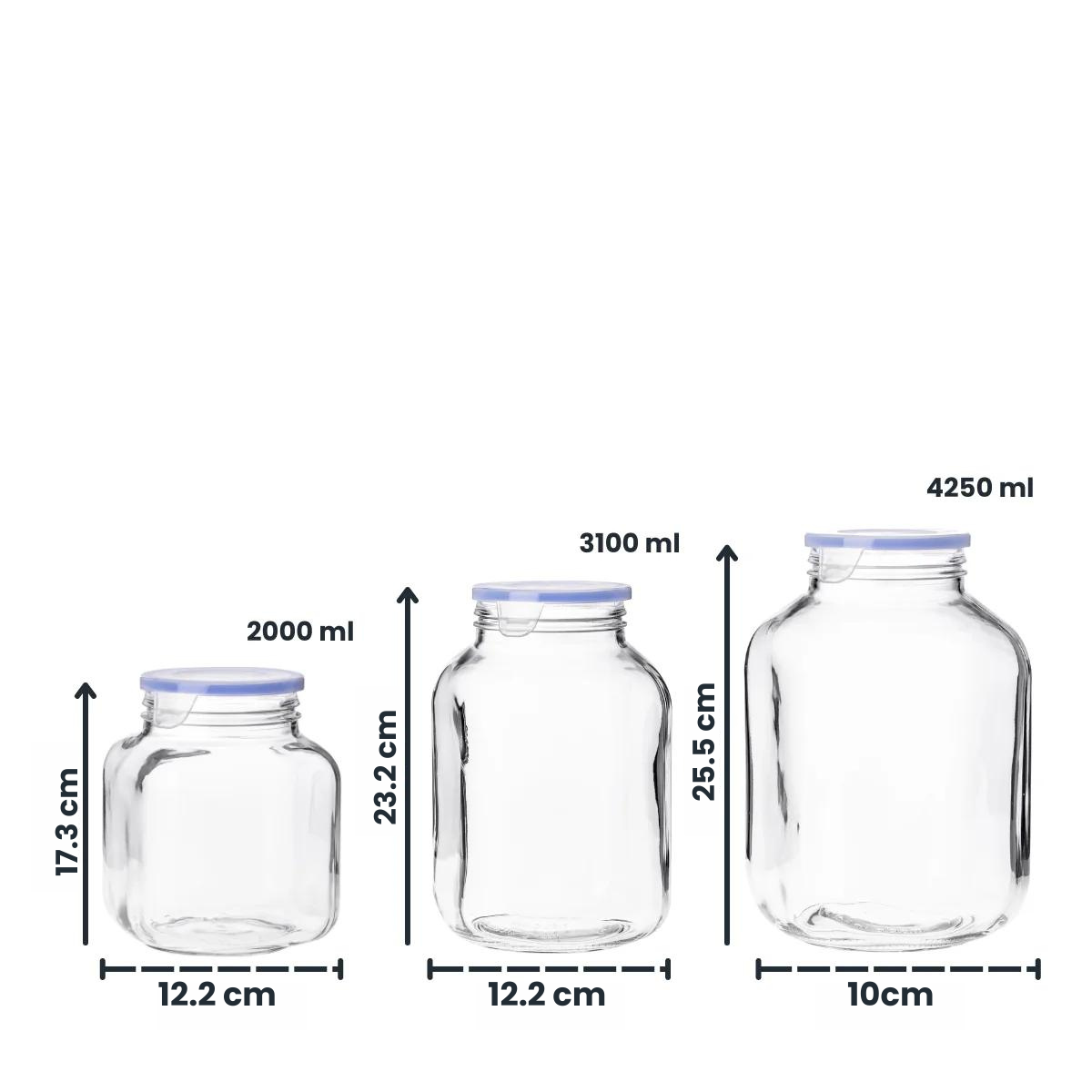 contenedores de gran capacidad medidas de vidrio con con tapa topper para conservas, jabon liquido, pasta seca