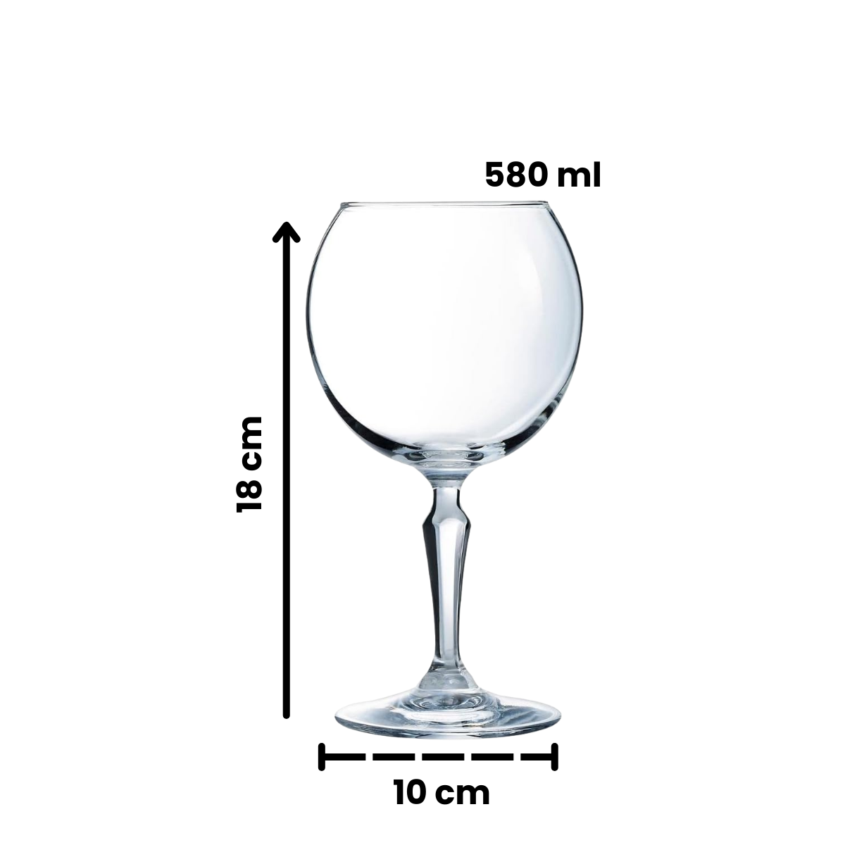 Monti - Juego de Copas de Vidrio de 580 ml – Estilo Elegante Tipo Globo