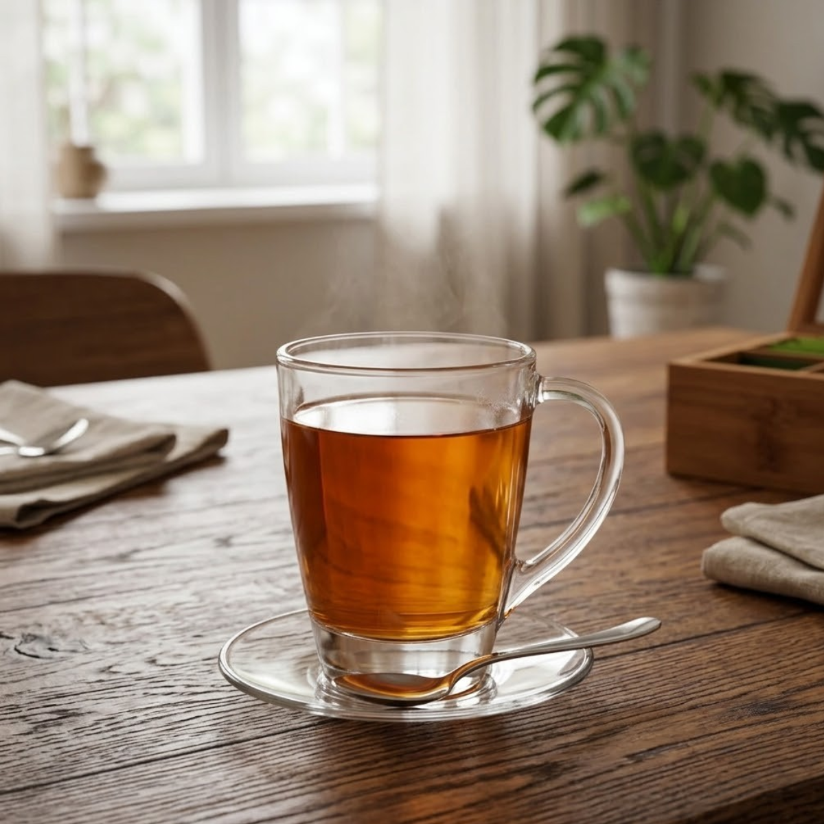 tazas de vidro con platos con te o cafe para cualquier evento.