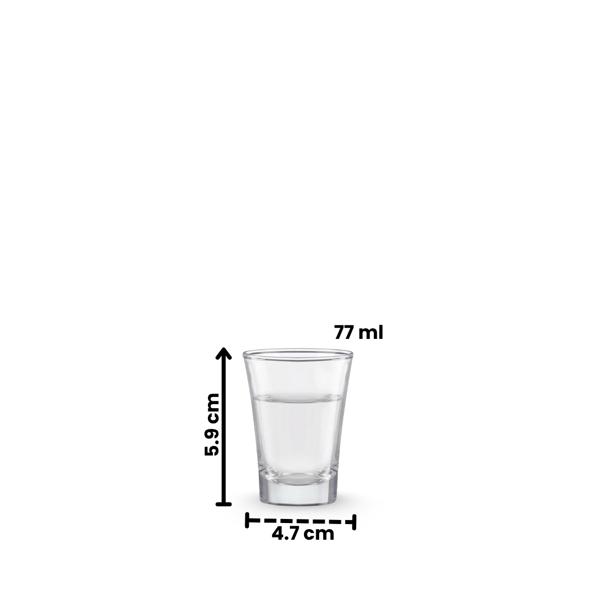 sodera caballito de vidrio minimalista en fondo blanco con medidas