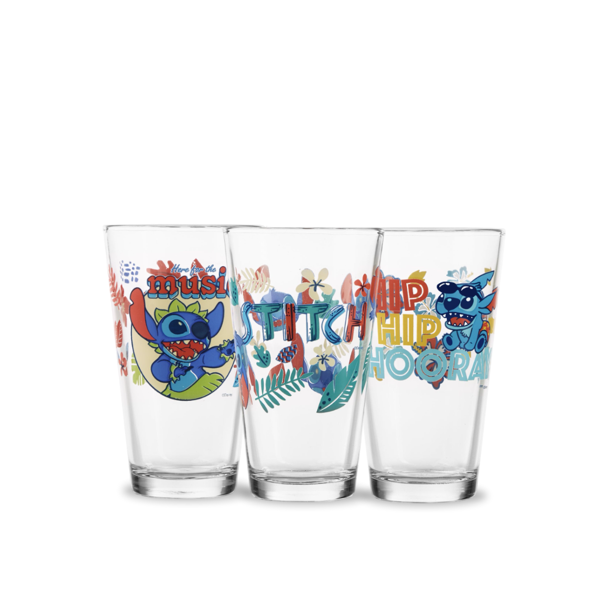 Disney Stitch - Juego 3 Vasos de Vidrio 414 ml