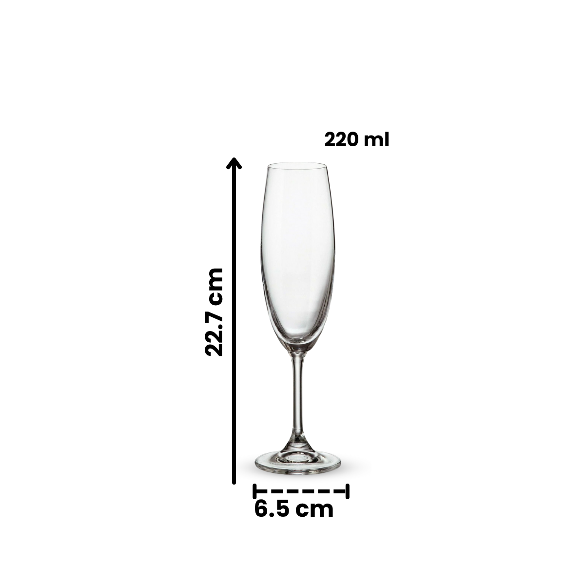Sylvia - Juego de 6 Copas De Vidrio para Champaña 220 ml