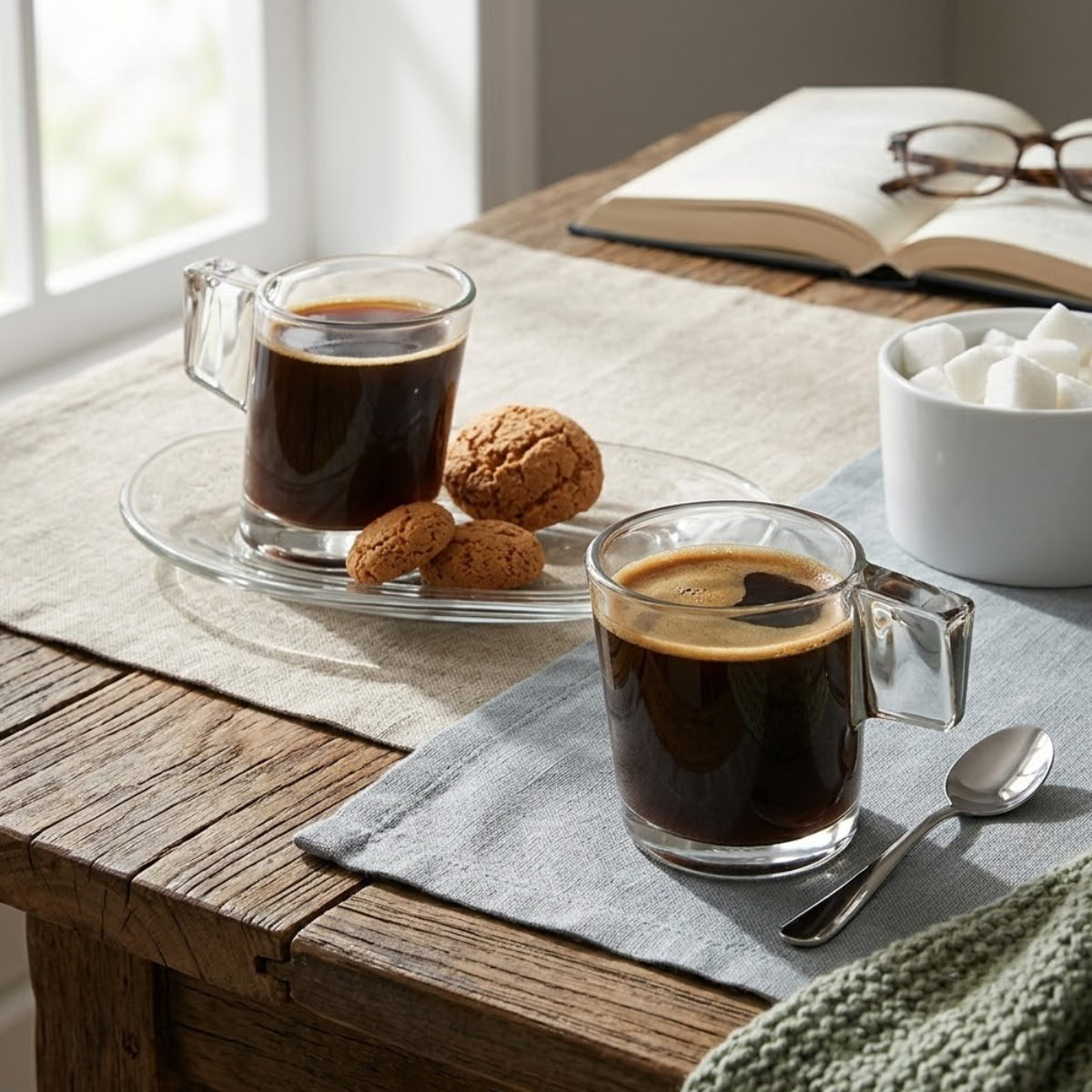 Taza de vidrio de 80 ml marca borgonovo para cafe turco o expreso de estilo moderno y inclinado