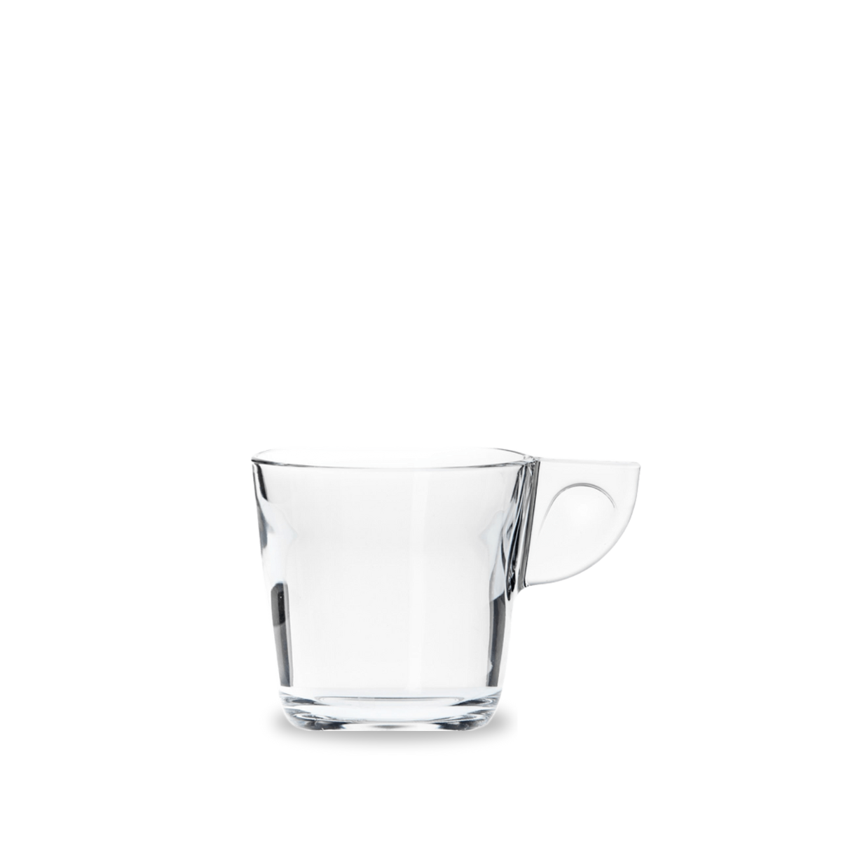 Taza de vidrio Alpi de 280 ml con diseño elegante y transparente, perfecta para café con leche o capuchino.