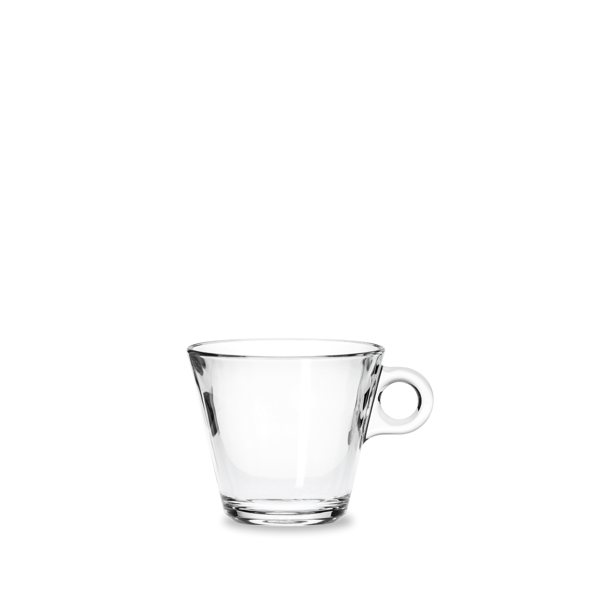 Taza Conic de vidrio de 280 ml, ideal para capuchino o café con leche, con diseño minimalista y elegante.