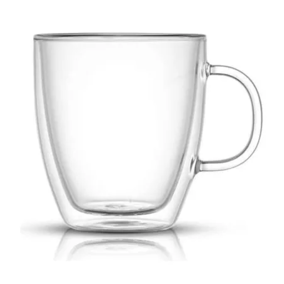 Taza de vidrio Doppio con doble pared, diseño elegante y minimalista para café o té.