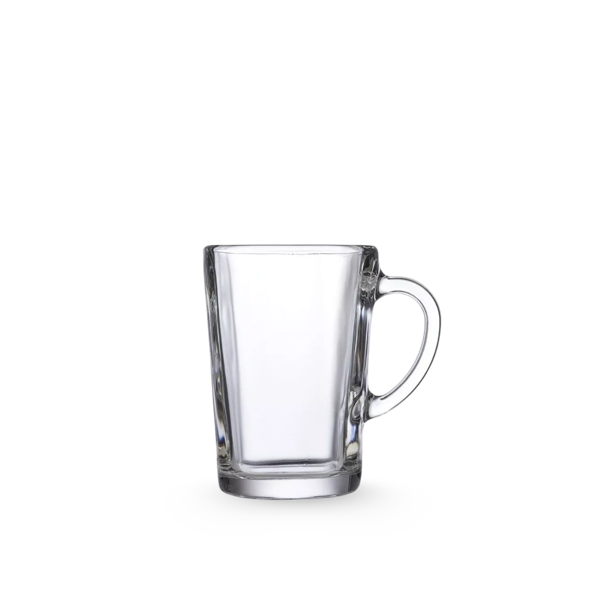 Taza de vidrio Quadro de 473 ml, diseño moderno con líneas rectas ideal para café, té o capuchino.