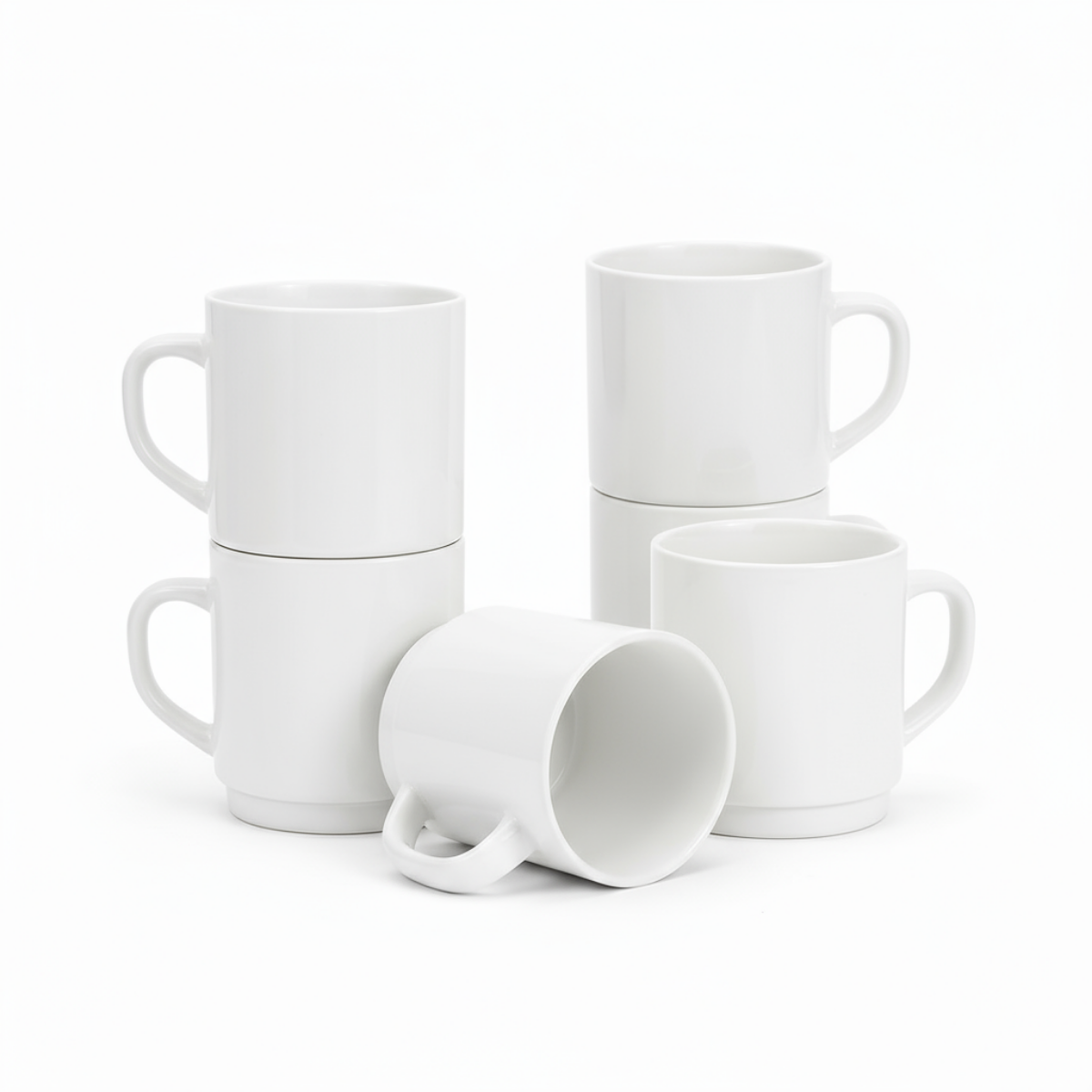 Set de 6 tazas Zelie de Opal Blanco apilables con diseño moderno.