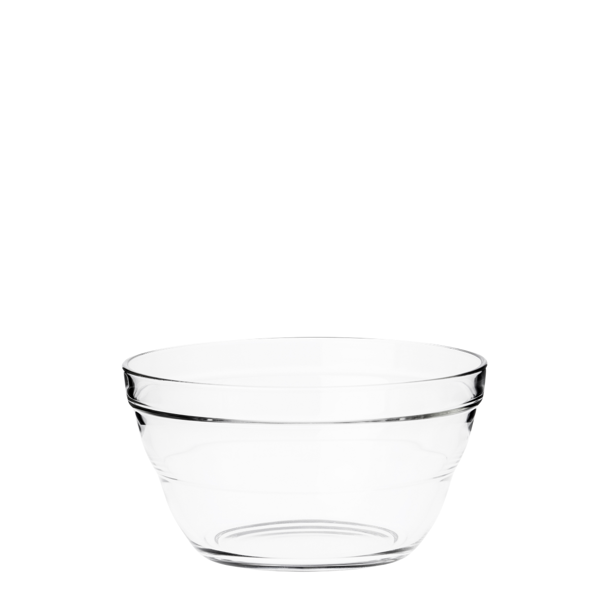 bowl de vidrio de 10 cm en fondo blanco