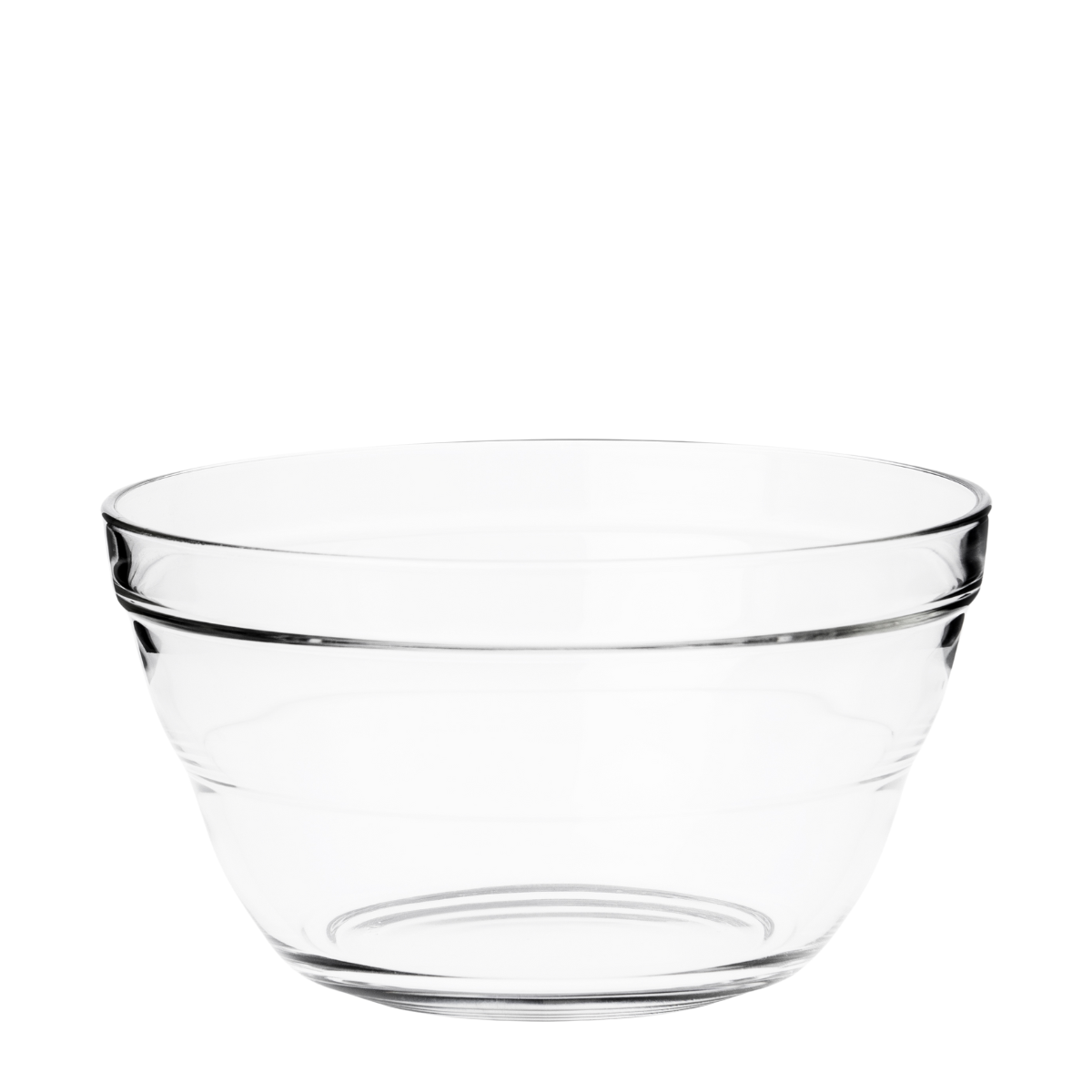 bowl de vidrio apilable de 17 cm en fondo blanco