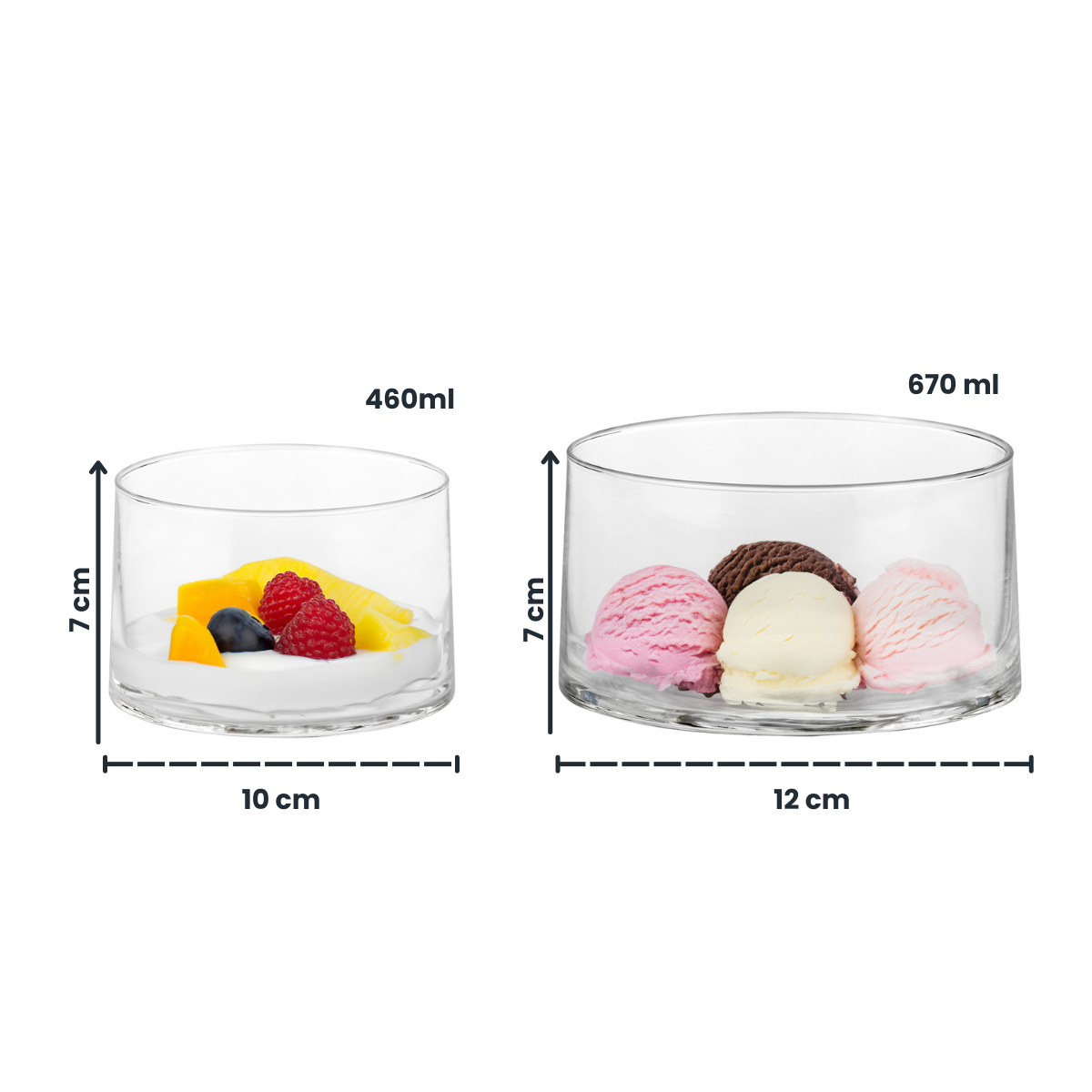 medidas de elixir de varios tamaños de vidrio