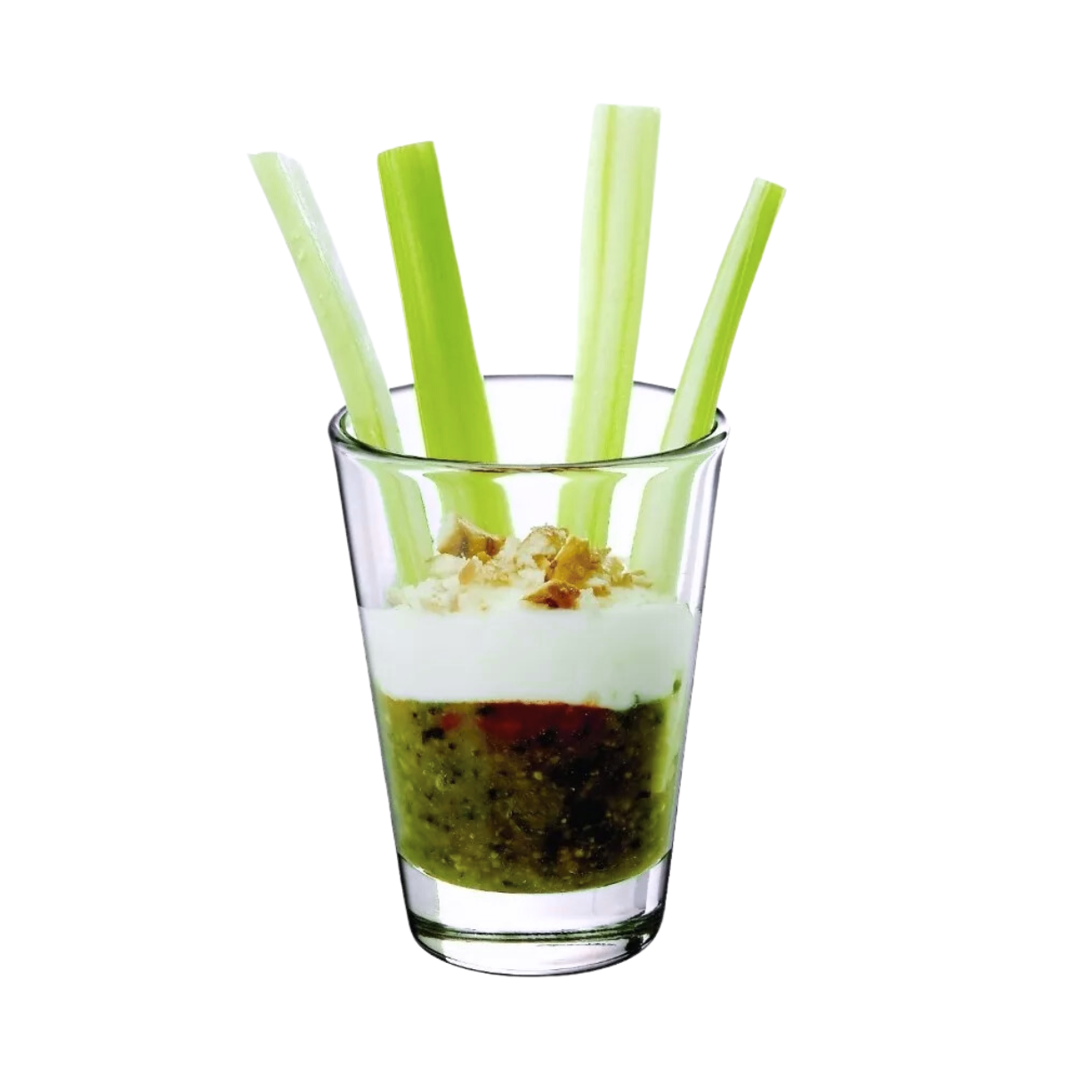 caballito de 60 ml para postres en un fondo blanco