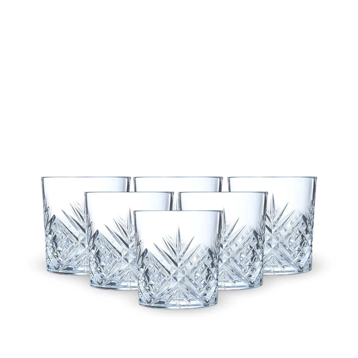 Eugene – Juego de 6 Vasos de Vidrio Tipo Cortado Estilo Vintage