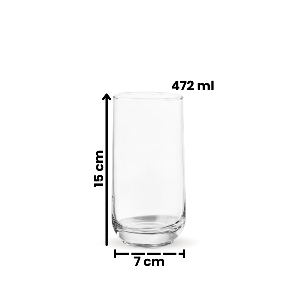 Medidas y capacidad del vaso Koba de vidrio de 472 ml