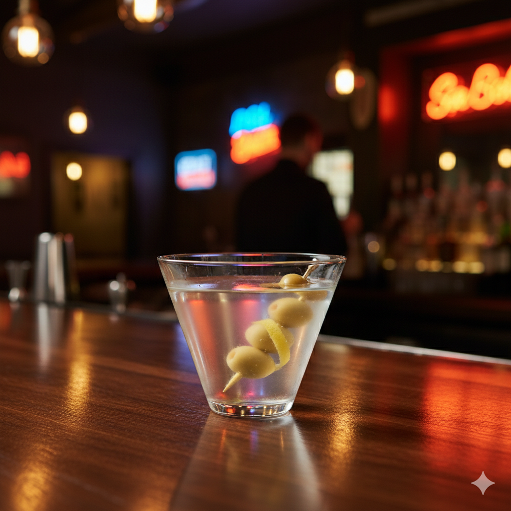 Vaso Luxor de vidrio servido con cóctel en una barra de bar