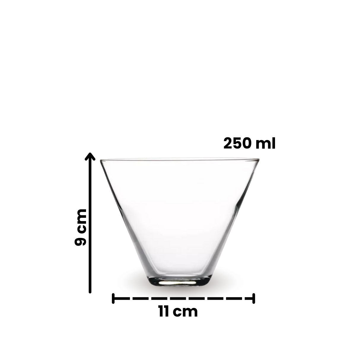Medidas y capacidad del vaso Luxor de vidrio de 250 ml