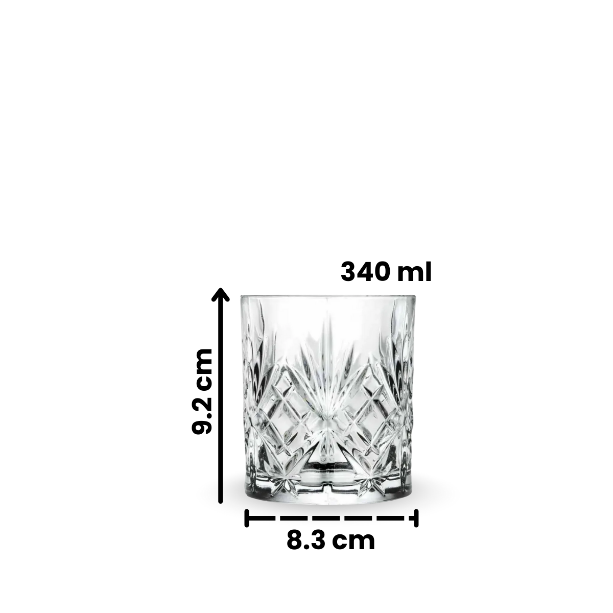 Medidas del vaso Old Fashioned Borela de 340 ml
