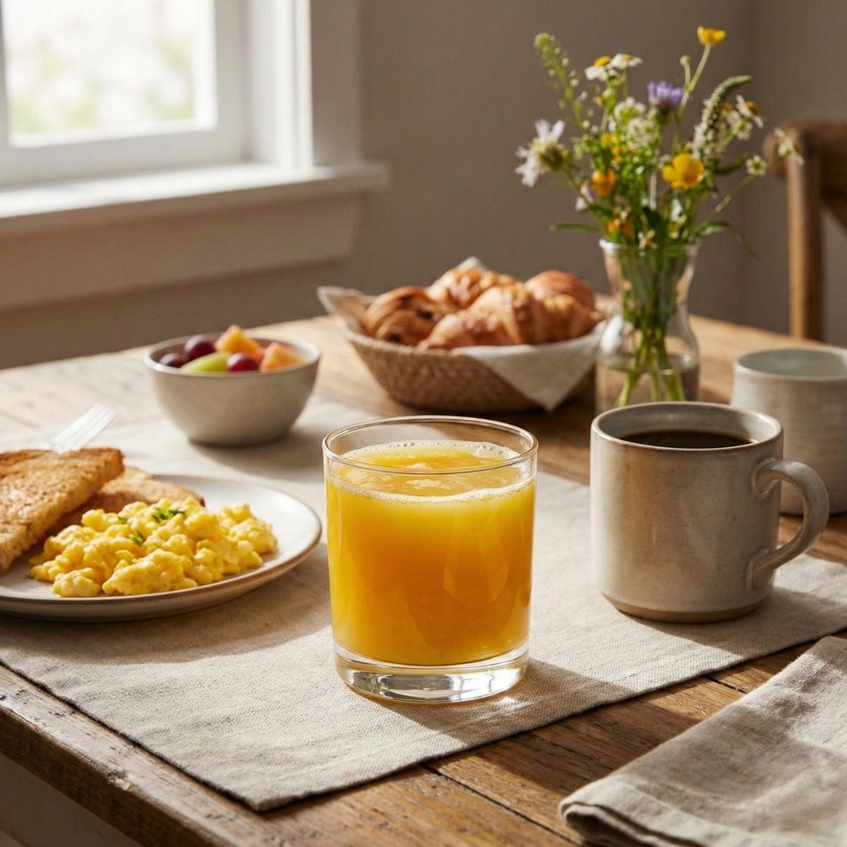 Vaso Stelvio de vidrio pequeño utilizado para jugo en mesa