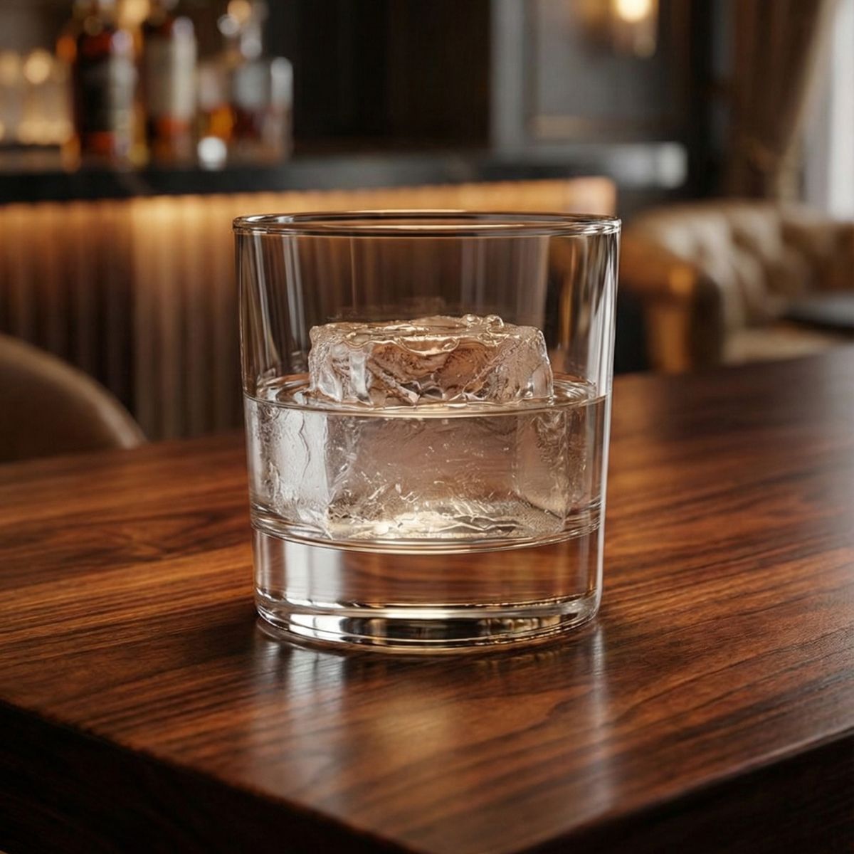 Vaso Stelvio rocks de vidrio con whisky en las rocas