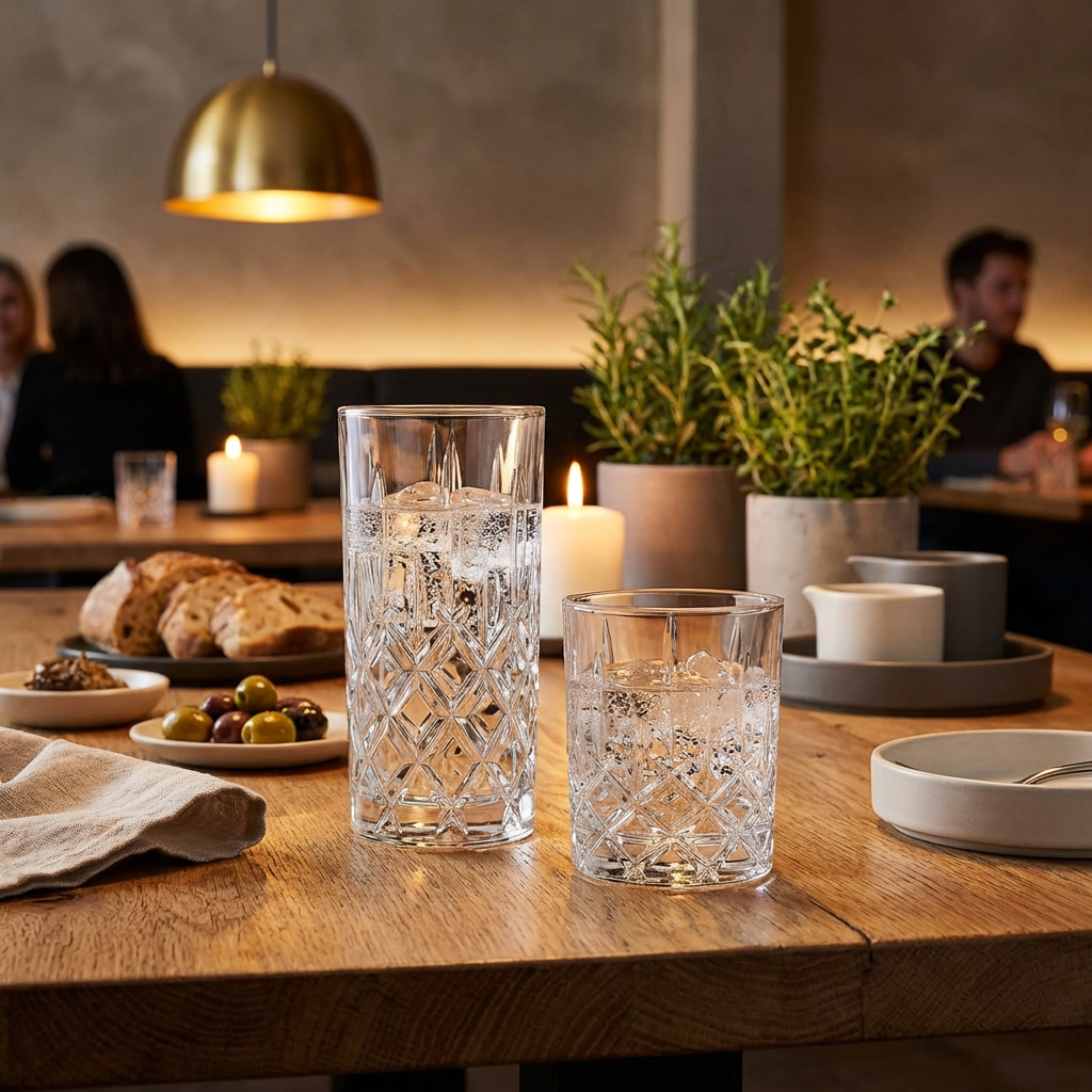 Juego de vasos Eternal de cristal cortado ideal para reuniones y celebraciones OF y HB