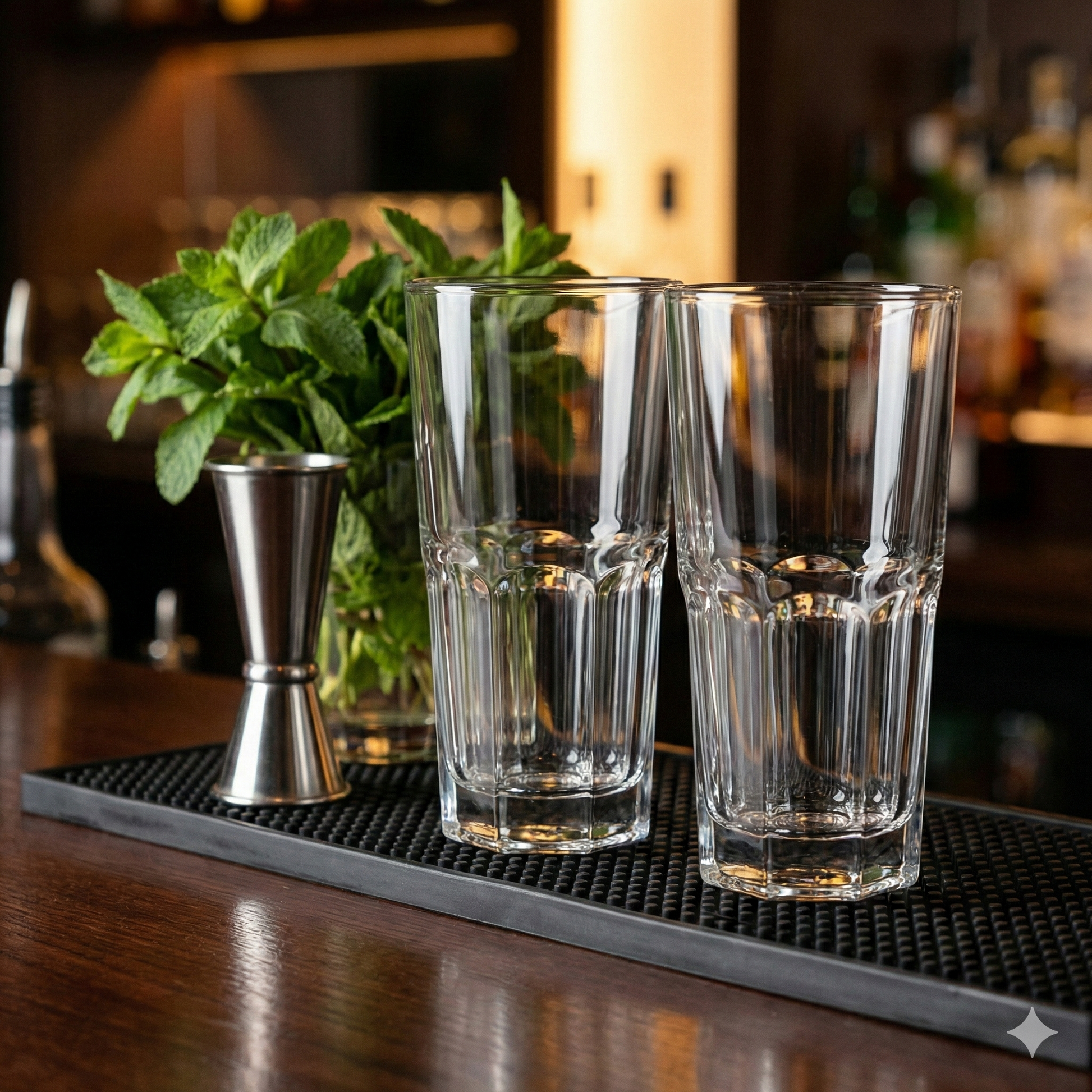 Vasos Gallery de vidrio cilíndrico utilizados en barra para cócteles