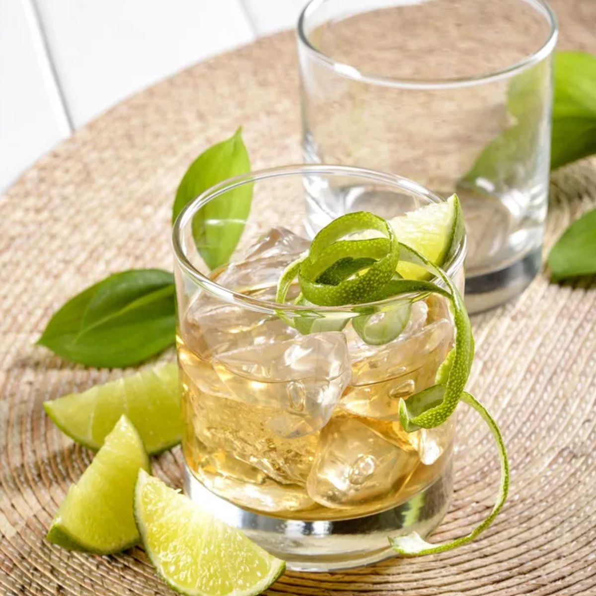 Vasos Lexington de vidrio con bebidas frías y rodajas de limón