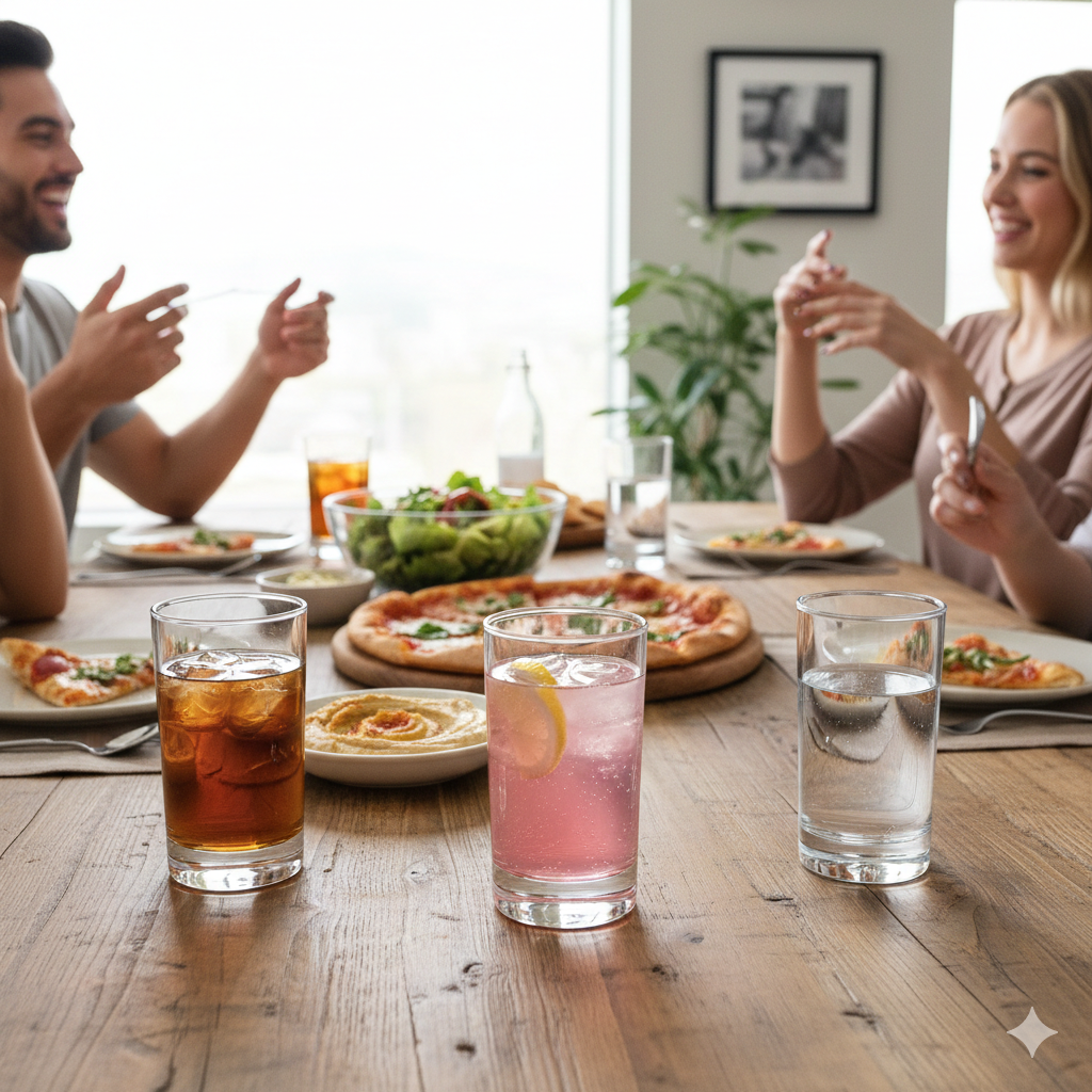 Vasos Lexington de vidrio utilizados en una reunión social en el hogar