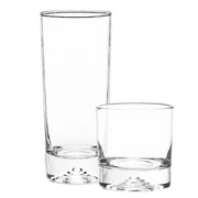Vasos Malaga de vidrio soplado con base gruesa en formatos alto y bajo