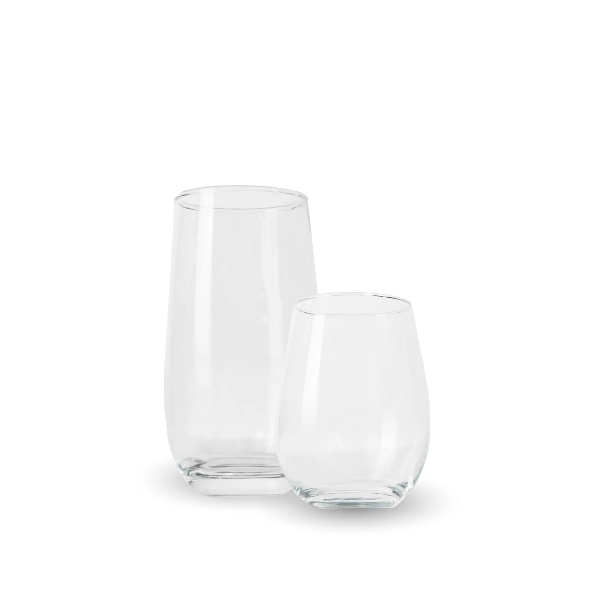 Vasos Napoli de vidrio transparente en formatos old fashioned y highball con diseño contemporáneo