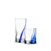 Vasos Ribbon de vidrio transparente con diseño decorativo azul en formatos highball y old fashioned